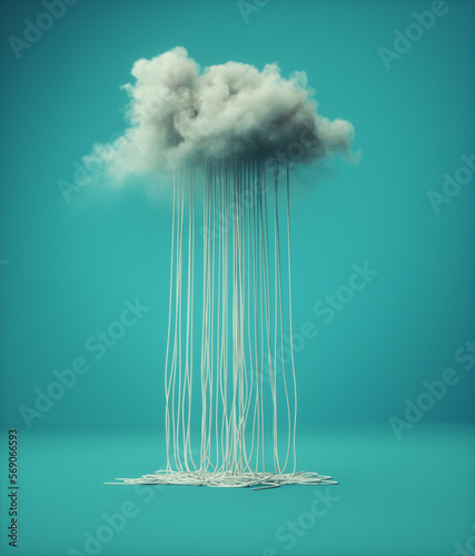 Cloud with flowing wires. Hidden connections and relationships concept © Orlando Florin Rosu