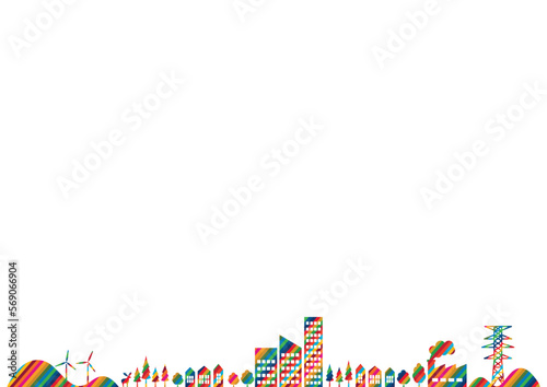 SDGs17色の背景素材　街並み