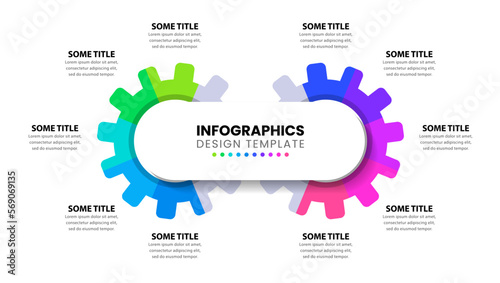 Infographic template. 2 gears with 10 steps