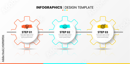 Infographic template. 3 gears connected by a line