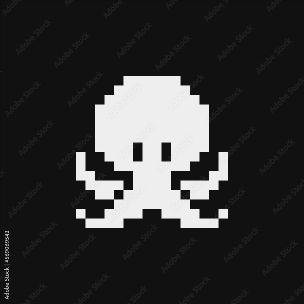 Octopus emoji, pixel art icon. Design for logo, sticker and mobile app. Isolated vector illustration. Octopus emoji, pixel art icon. Design for logo, sticker and mobile app. Isolated vector illustration.