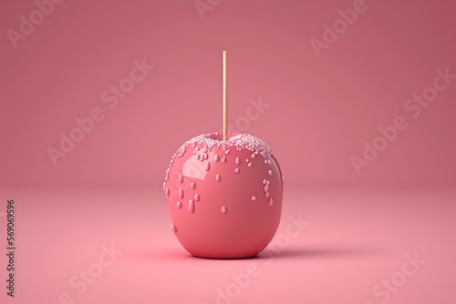 minimalist 2D illustration of a soft and squishy pink candy apple | soft pop | generative AI