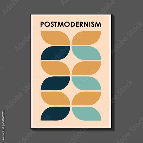 Fashion. retro poster inspired by postmodern , Bauhaus. Useful for interior design, background, poster design, first page of the magazine, high-tech printing, cover.
