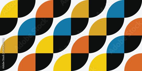 Quarter circles vector seamless pattern