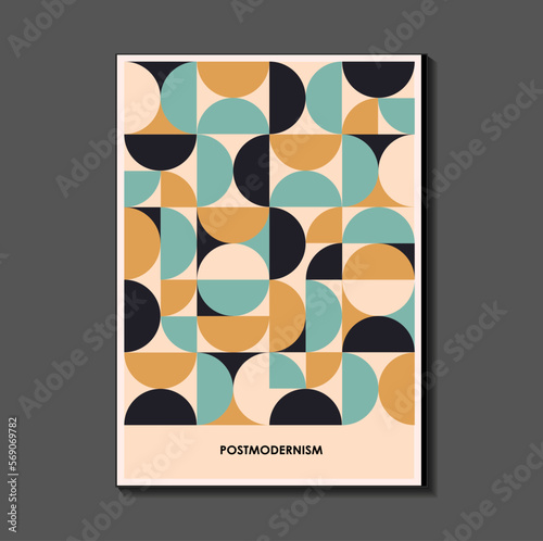 Fashion. retro poster inspired by postmodern , Bauhaus. Useful for interior design, background, poster design, first page of the magazine, high-tech printing, cover.