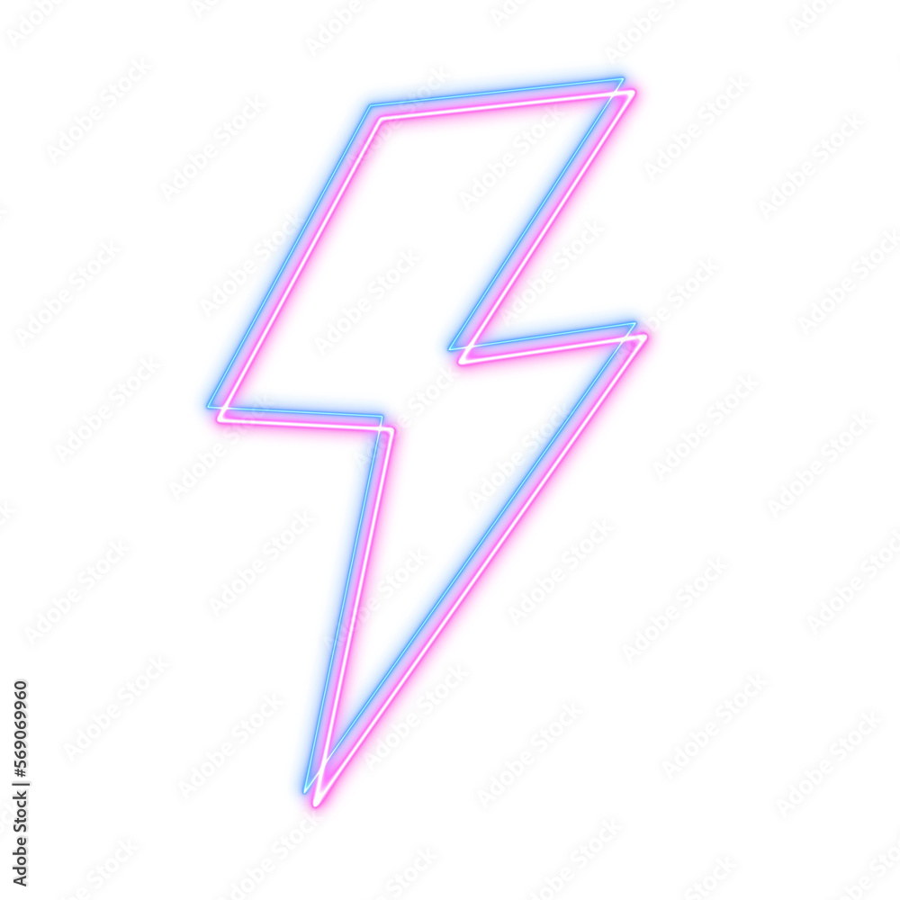 Retro 90's neon lightning shape element