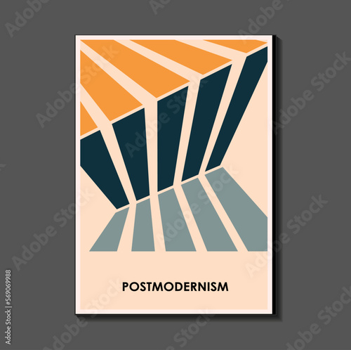 Fashion. retro poster inspired by postmodern , Bauhaus. Useful for interior design, background, poster design, first page of the magazine, high-tech printing, cover.