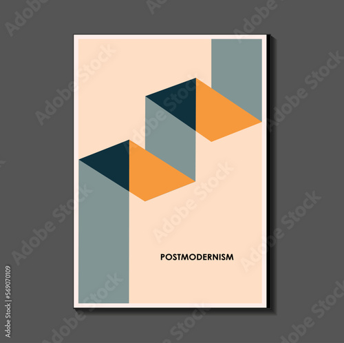 Fashion. retro poster inspired by postmodern , Bauhaus. Useful for interior design, background, poster design, first page of the magazine, high-tech printing, cover.