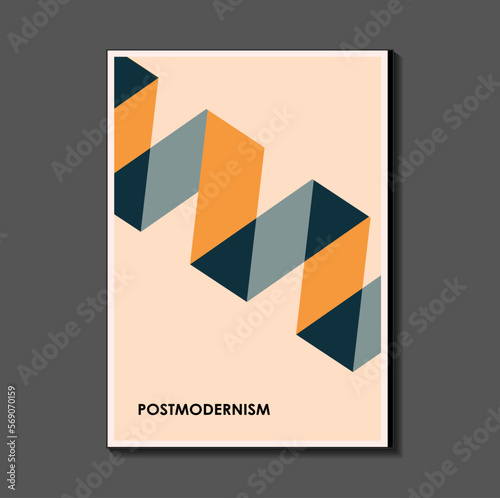 Fashion. retro poster inspired by postmodern , Bauhaus. Useful for interior design, background, poster design, first page of the magazine, high-tech printing, cover.