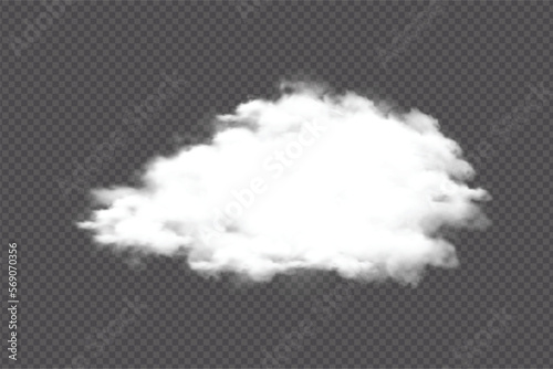 Smokey and mist cloud vector on a dark transparent background. White clouds and fog vector for template design or manipulation. Realistic cloud isolated for storm or sky design.