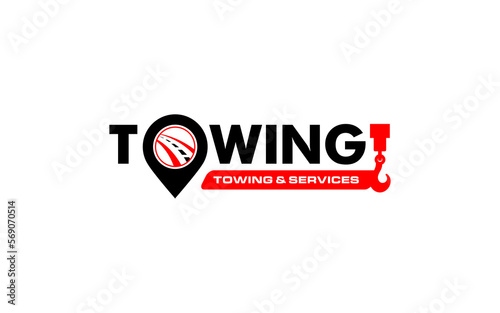 Illustration vector graphic of towing truck service logo design suitable for the automotive company