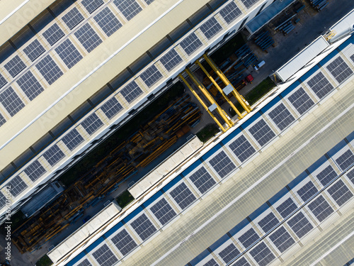 solar panels on factory rooftop