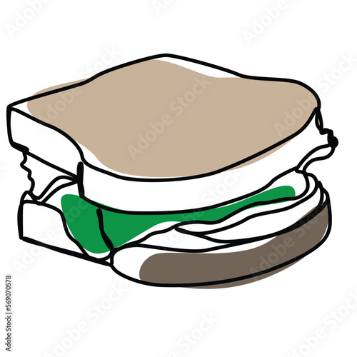 Single continuous line drawing of stylized sweet fresh bake bakery pastry in minimal continuous one line Modern one line draw design vector illustration for cafe or food delivery service