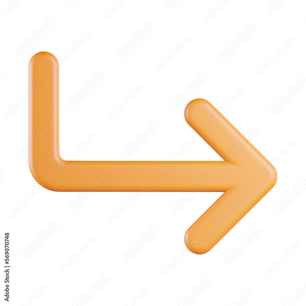 Down Turn Left Sign 3D Icon Down Turn Left Sign 3D Icon