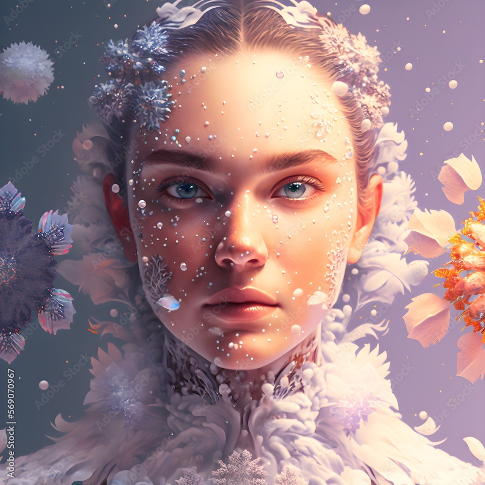 surreal people as snowflakes Cinematic Color Grading Rainbow Light 8K