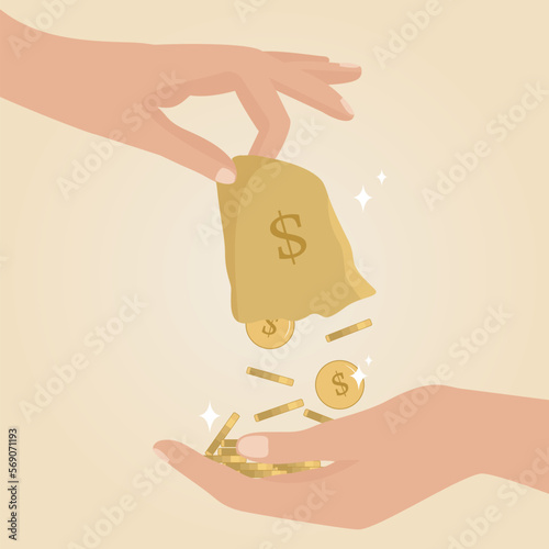 The concept of debts, interest on a loan to repay. Raising taxes, paying bills, stealing money from people, driving up prices, being greedy, getting money. Vector illustration