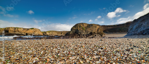 Beautiful Glass Pebbles on the Shore at Glass Beach, Fort Bragg, California