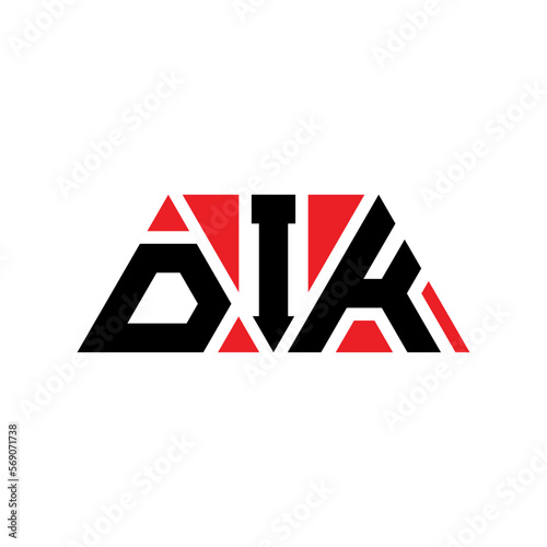 DIK tDIangle letter logo design with tDIangle shape. DIK tDIangle logo design monogram. DIK tDIangle vector logo template with red color. DIK tDIangular logo Simple, Elegant, and LuxuDIous Logo...