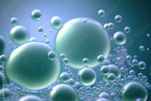 Bubbles of an air in the pure water, abstract background. Generative art 