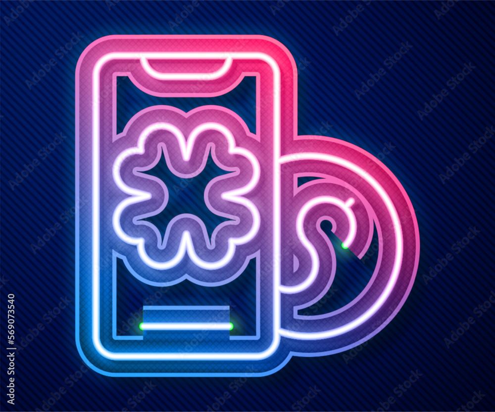 Glowing neon line Online poker table game icon isolated on blue background. Online casino. Vector Glowing neon line Online poker table game icon isolated on blue background. Online casino. Vector