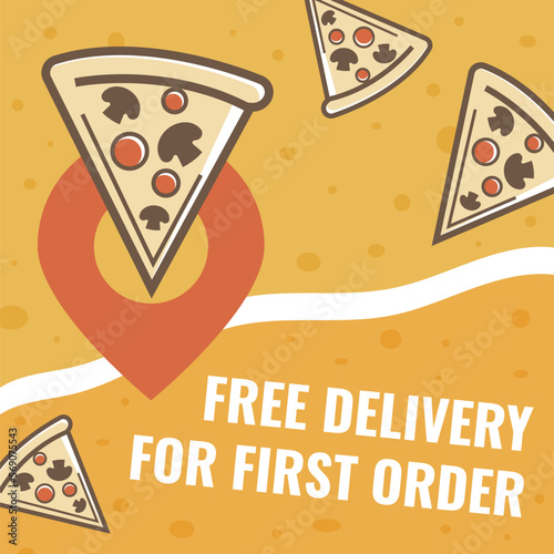Free delivery for first pizza order, promo banner