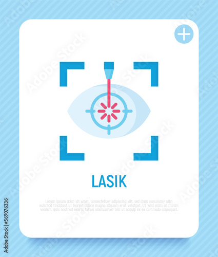Laser eye surgery flat icon. Ophthalmology. Lasik vision correction. Vector illustration.