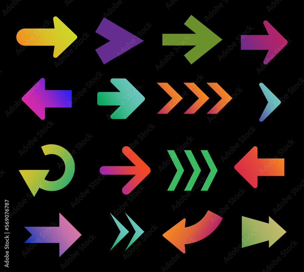 Shiny Illuminated Glowing Sign Arrow Pointer Element Icons Shiny Illuminated Glowing Sign Arrow Pointer Element Icons