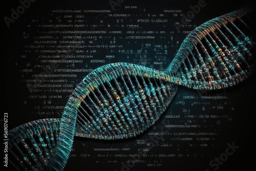 DNA sequencing background. Technological innovations in the field of Human genome. Generative AI photo