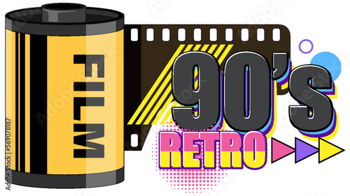 90s retro banner design with roll film