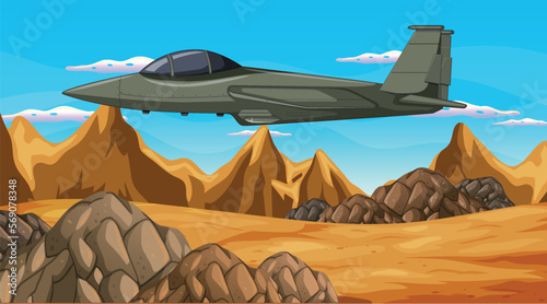 Military aircraft with outdoor scene background