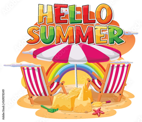 Hello summer logo template