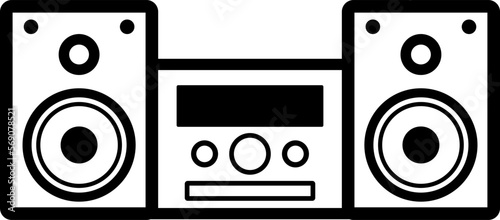 スピーカーのシンプルなモノクロイラスト