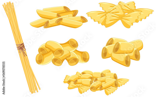 Set of pasta isolated
