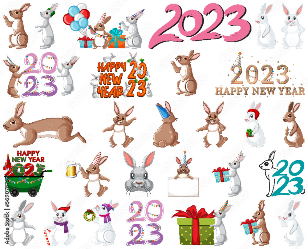 Set of 2023 new year element icon
