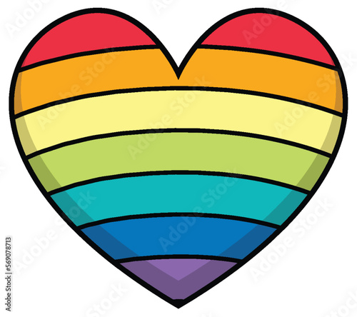 Retro rainbow heart isolated