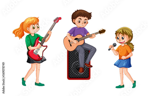Music band kids cartoon