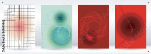 Minimal Minimal Geometric Vector Poster Design with Lines and Gradient Colorful Circles. Collection of Abstract Backgrounds for Covers, Flyers, Templates, Booklets, Cards, Brochures, Branding, etc.