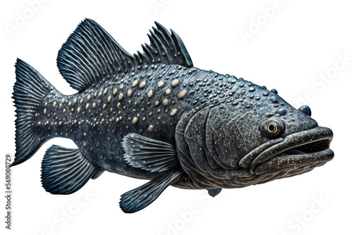 Coelacanth fish isolated on transparent background. Coelacanth. Sea fish dicut. Generative AI.