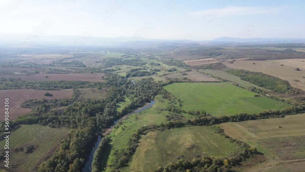 Amazing Aerial view of Vit river, passing near village of Aglen, Lovech Region, Bulgaria
Amazing Aerial view of Vit river, passing near village of Aglen, Lovech Region, Bulgaria