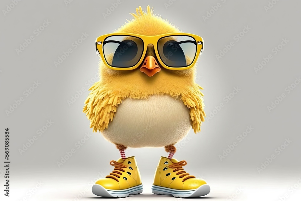 Vær venlig Positiv Grønland Sunny and Sporty. Adorable Chicken Wearing Sunglasses and Sneakers with a  Funny Smile. Generative ai illustration Stock-illustration | Adobe Stock