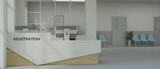 Modern hospital or health canter registration lobby interior design with registration counter