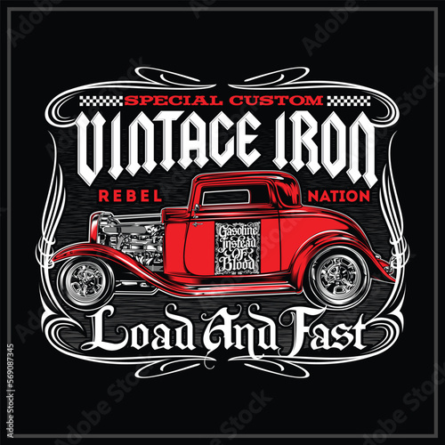 VINTAGE IRON HOTROD ILLUSTRATION