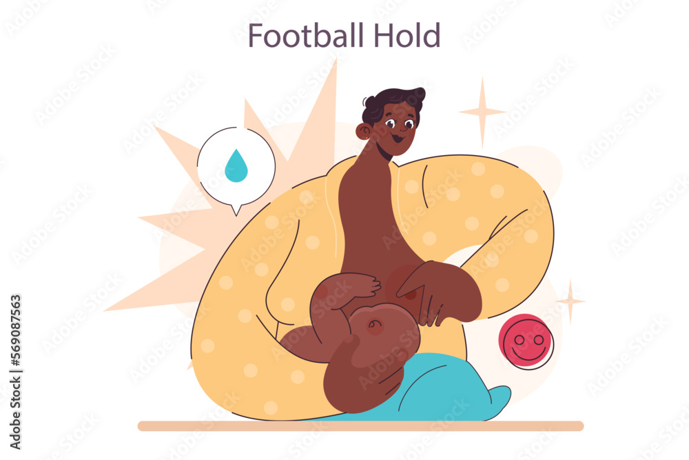 Breastfeeding position. Mother holding her baby. Breastfeeding