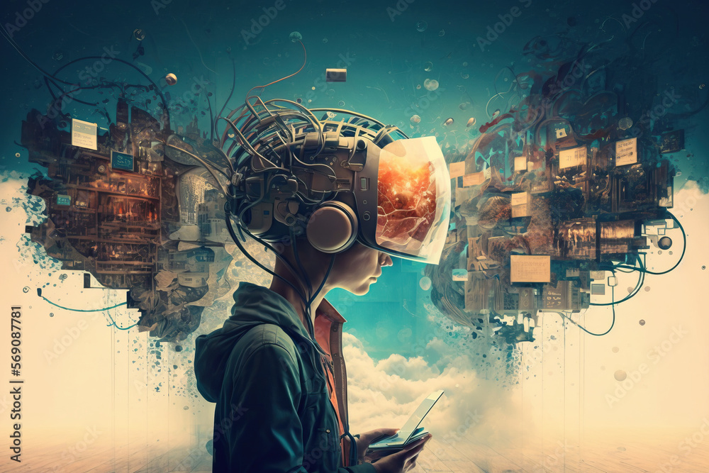 Fototapeta premium Experiencing virtual technology world