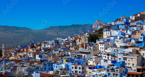 Panoramic view of Chefchouen city landscape,  Morocco photo