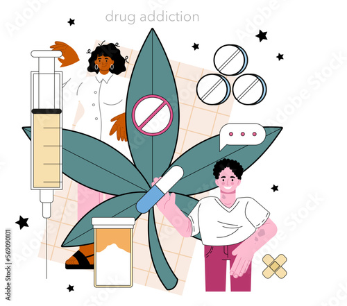 Narcologist concept. Specialist provide help for people with addiction.