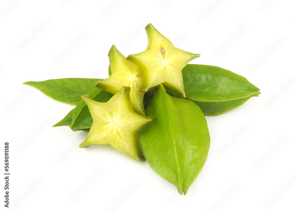 Green averrhoa carambola or starfruit isolated on white Green averrhoa carambola or starfruit isolated on white