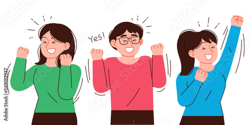 People celebrating success. Illustrations of people rejoicing and being happy about their achievements.