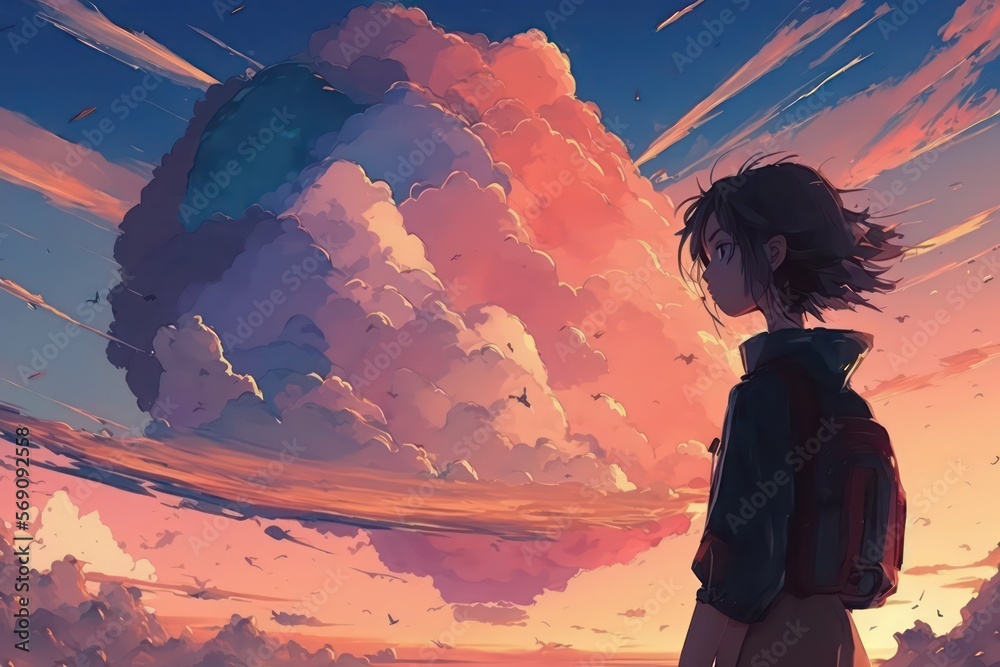 HD wallpaper: sky, nature, anime art, cloud, horizon, afterglow, artwork |  Wallpaper Flare
