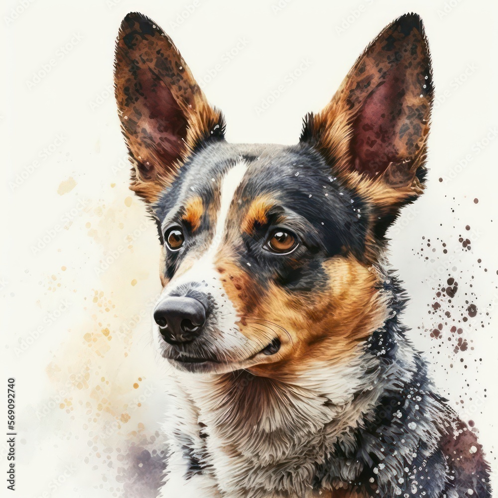Dog portrait watercolor. Watercolour art of dog. Generative AI.